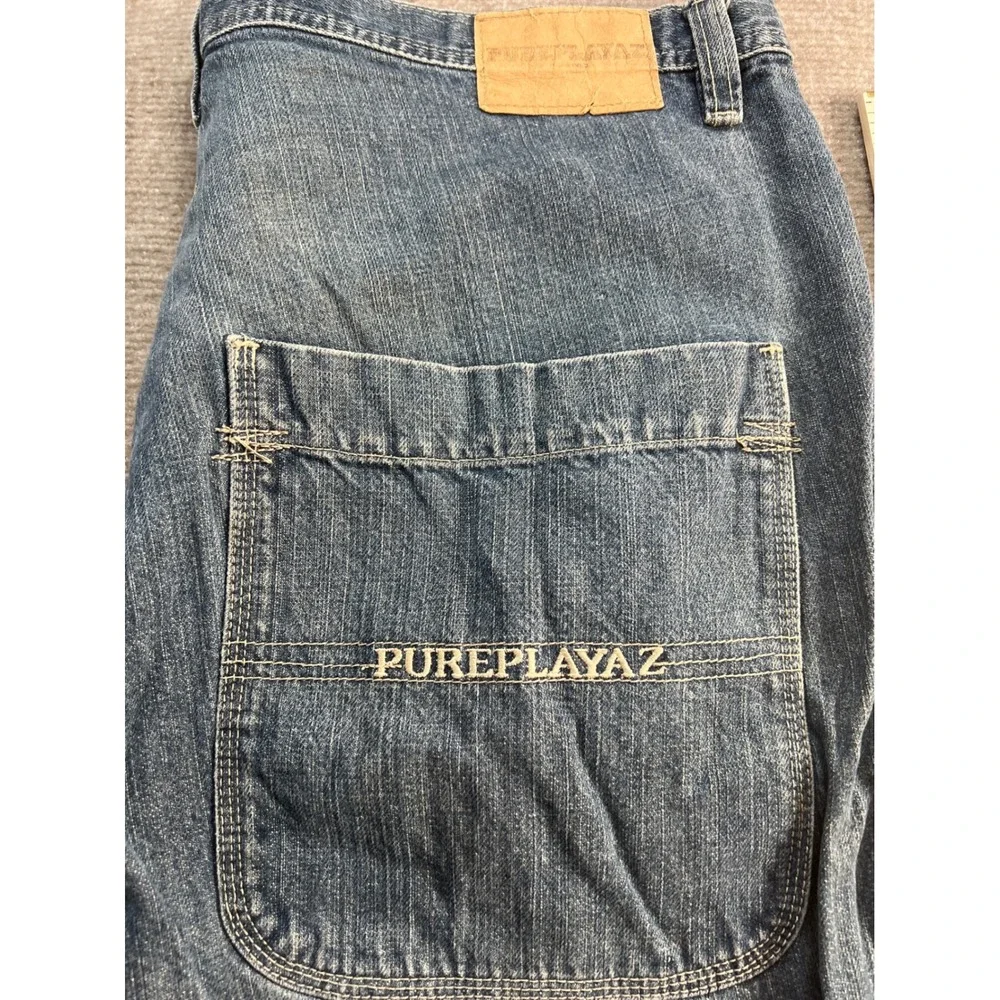 Pure Playaz Carpenter Jeans Mens 38x31 Blue Double‎ Knee Baggy Y2K Streetwear